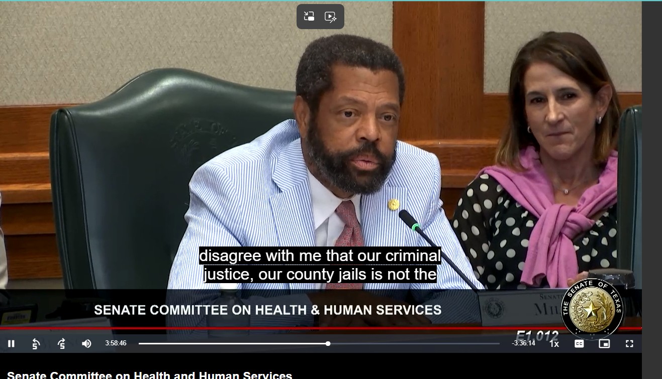 Senator Borris L. Miles spoke at the July 8th, 2026 Texas Health and Human Services Interim Hearing